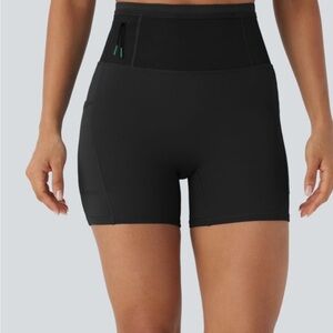 Halara High Waisted Tummy Control Contrast Quick Dry Running Biker Shorts